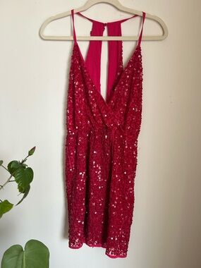 Red Sequin Halter Dress ❤️ Y2K Party Mini